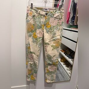 PAIGE Women's Straight Leg Jeans - Cream Floral